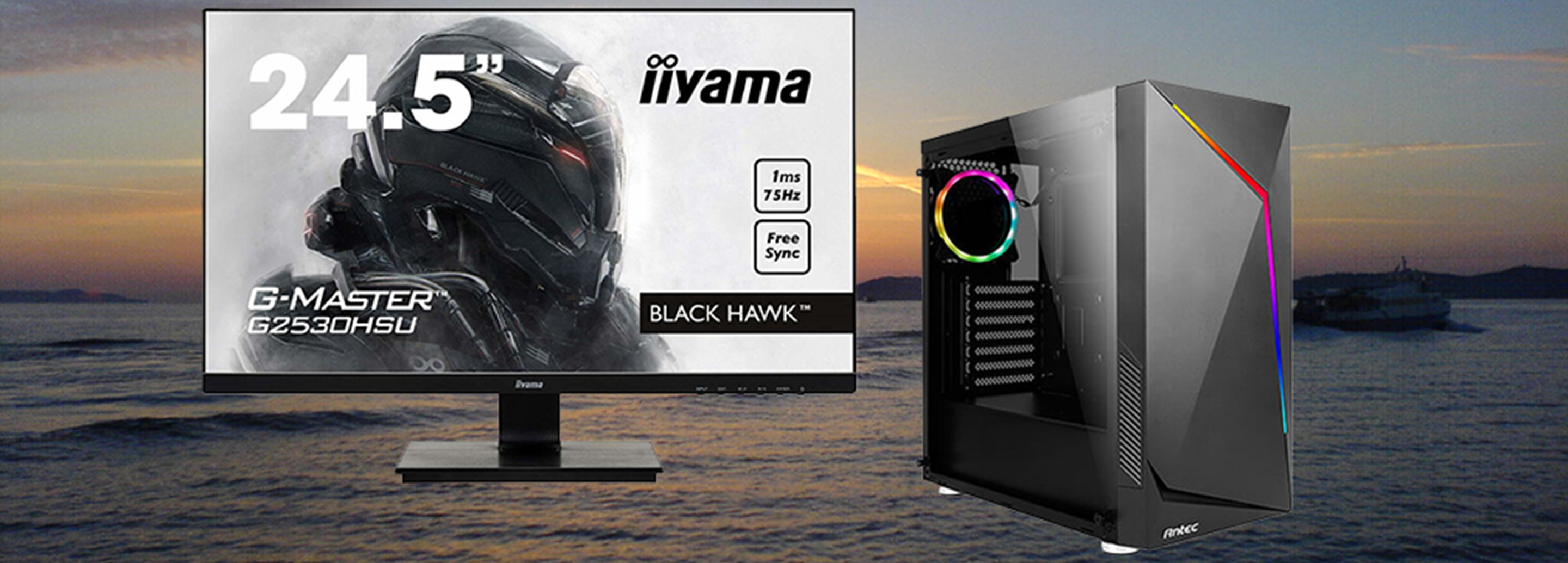 écran iiyama 24.5 pouce et tour RGB Antec