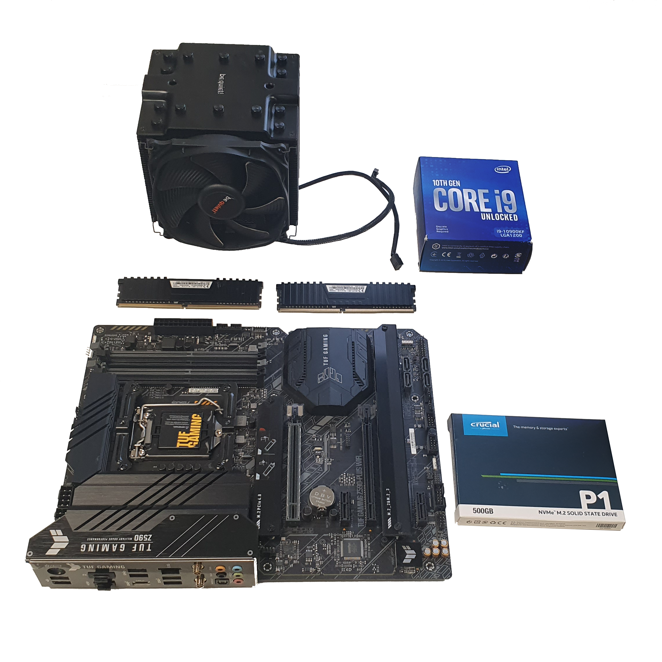 Pack Upgrade pour gamer, carte mère avec processeur Intel core i9 10900kf + 16Go de ram + ssd 500 Go nvme PCIe + ventilateur Be Quiet Dark Rock Pro 4